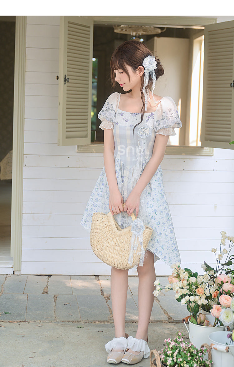 Kawaii Blue Spring Flowers Dress ON628 ONI