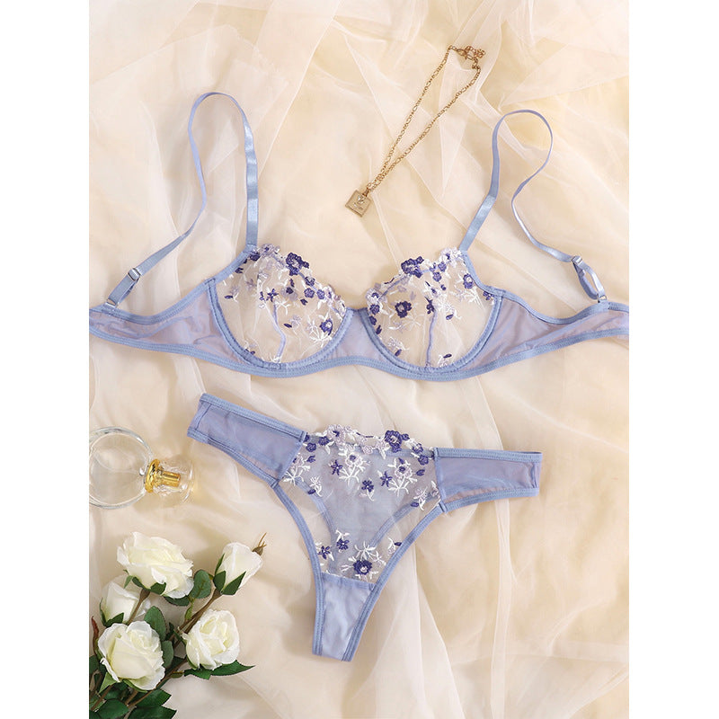 Sweet Purple Cute Floral Lingerie SP18627 MK Kawaii Store