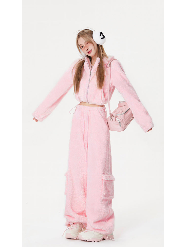 Y2K Lamb Wool Sports Suit - Kimi Kimi