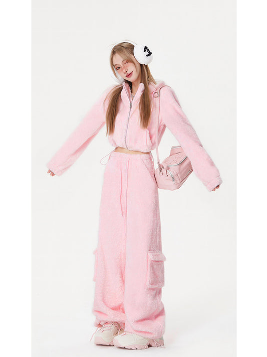 Y2K Lamb Wool Sports Suit - Kimi Kimi