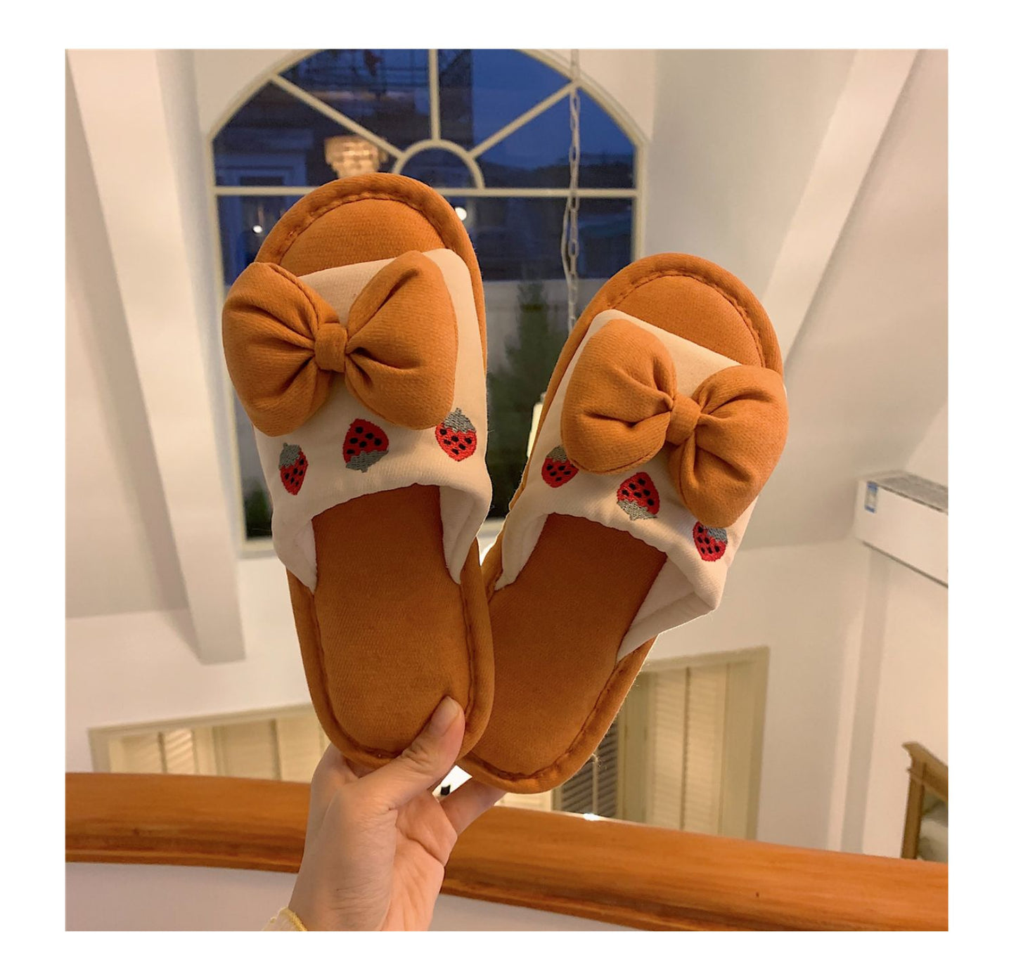 Fluffy Bow Cotton Slippers Susan