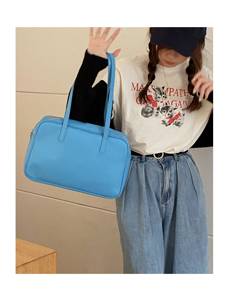 Leather Bag Color Tote Shoulder Bag - Heartzcore Heartzcore