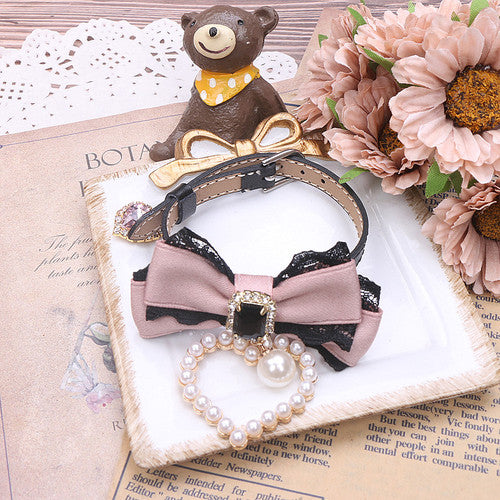 Sweet Princess Style Cute Pink Black Bow Heart Necklace ON642 MK Kawaii Store