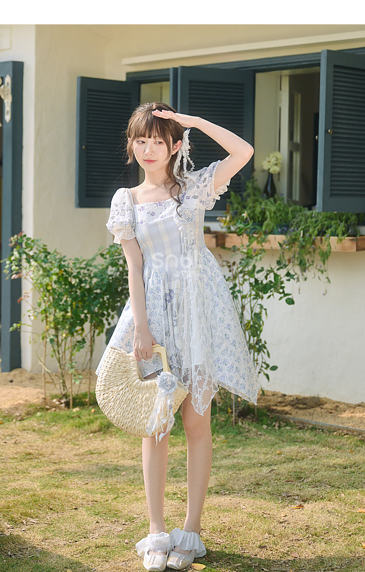 Kawaii Blue Spring Flowers Dress ON628 ONI