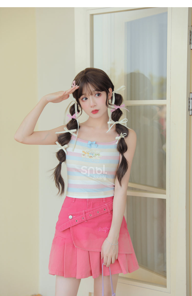 Pastel Rainbow Spaguetty Straps Bears Top ON630 ONI