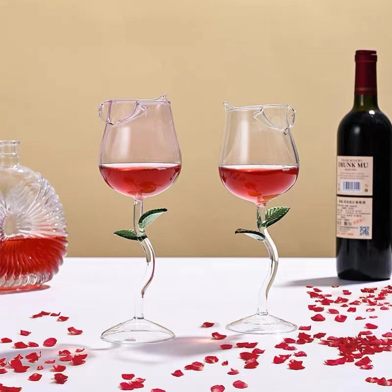 Rose Flower Wine Glass Goblet - Heartzcore Heartzcore