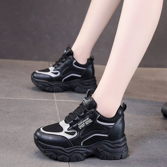 Mesh Panel Hidden-Wedge Platform Sneakers BL14 MK Kawaii Store