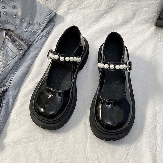 Faux Pearl Strap Mary Jane Shoes cc15 MK Kawaii Store