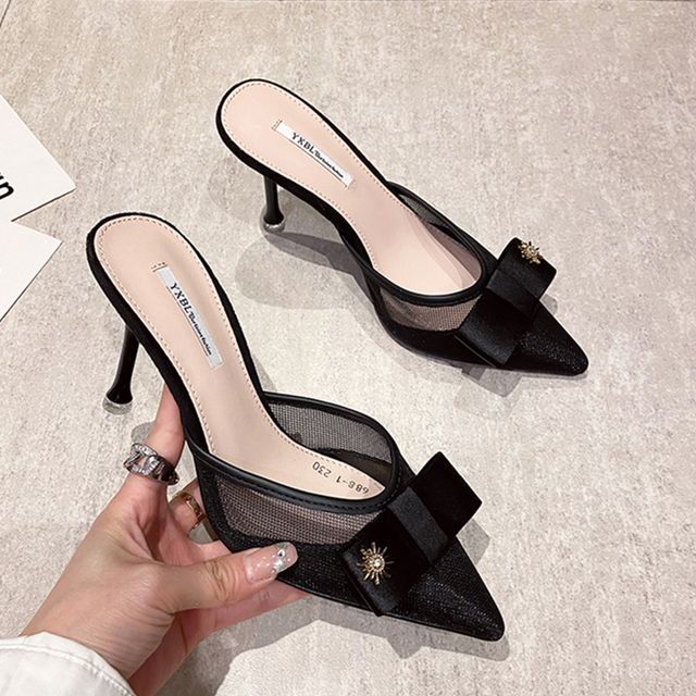 Pointy-Toe Stiletto Heel Sandals / Slide Sandals cc33 MK Kawaii Store