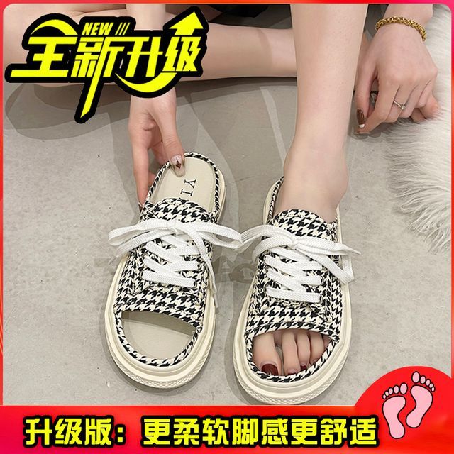 Lace-Up Platform Slide Sandals cc14 MK Kawaii Store
