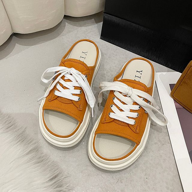 Lace-Up Platform Slide Sandals cc14 MK Kawaii Store