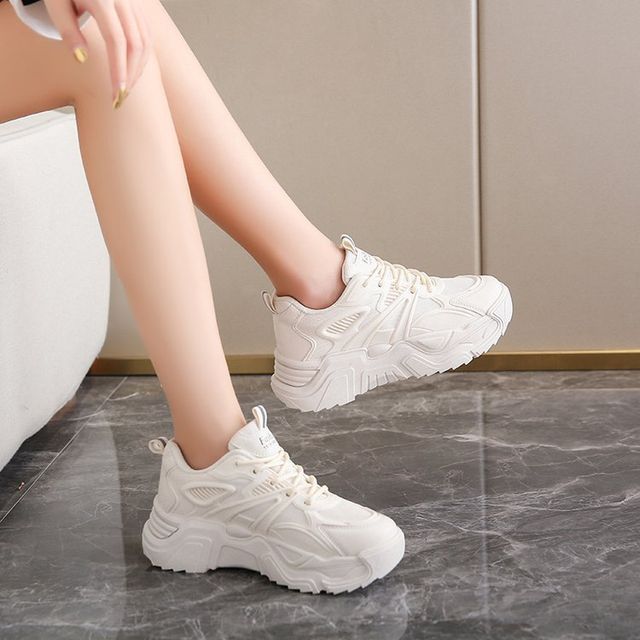 Plain Lace-Up Platform Sneakers BL17 MK Kawaii Store