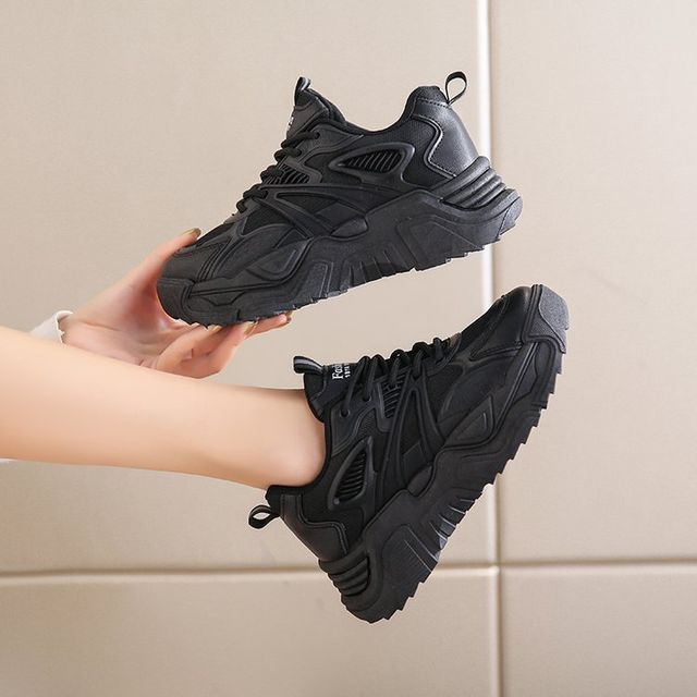 Plain Lace-Up Platform Sneakers BL17 MK Kawaii Store