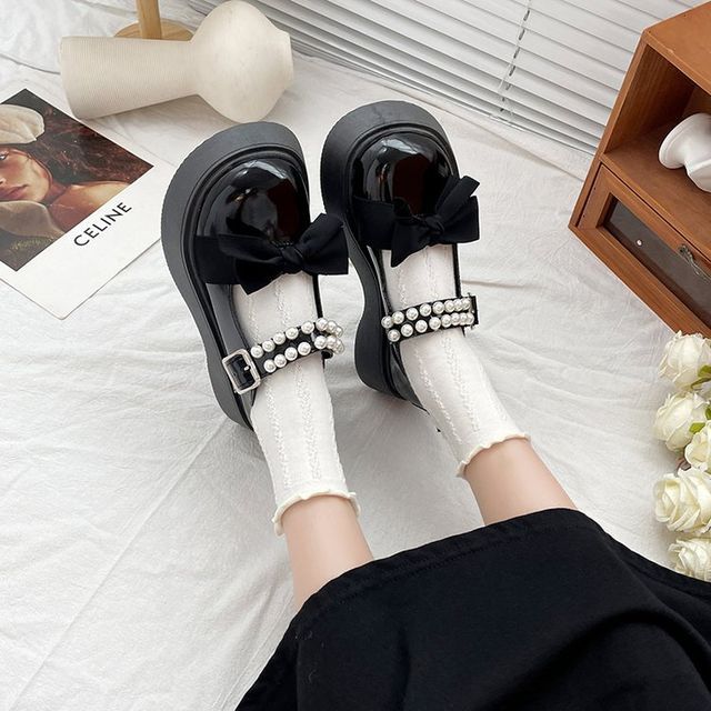 Beaded Patent Mary Jane Shoes BH20 MK Kawaii Store