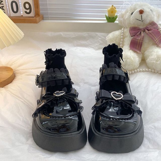Platform Patent Heart Buckled Mary Jane Shoes MK19204 MK Kawaii Store
