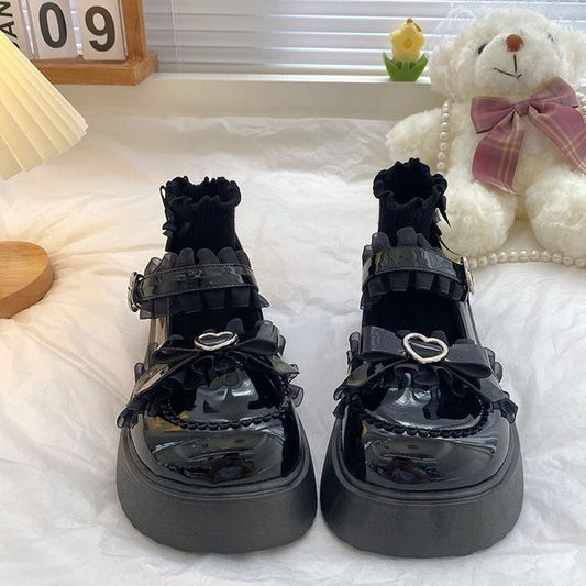 Platform Patent Heart Buckled Mary Jane Shoes MK19204 MK Kawaii Store