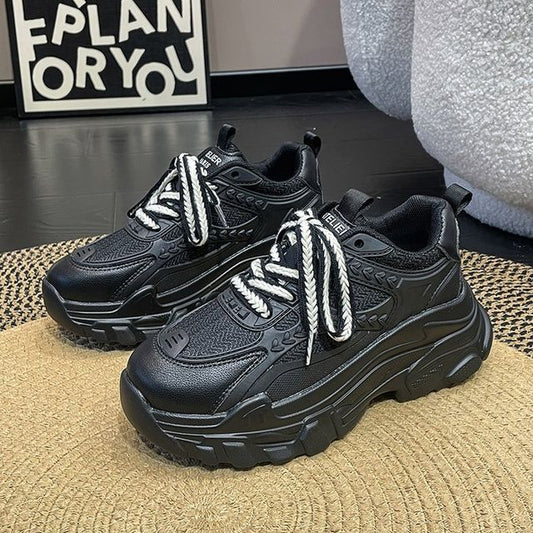 Zigzag Embossed Plain Platform Sneakers BL2 MK Kawaii Store