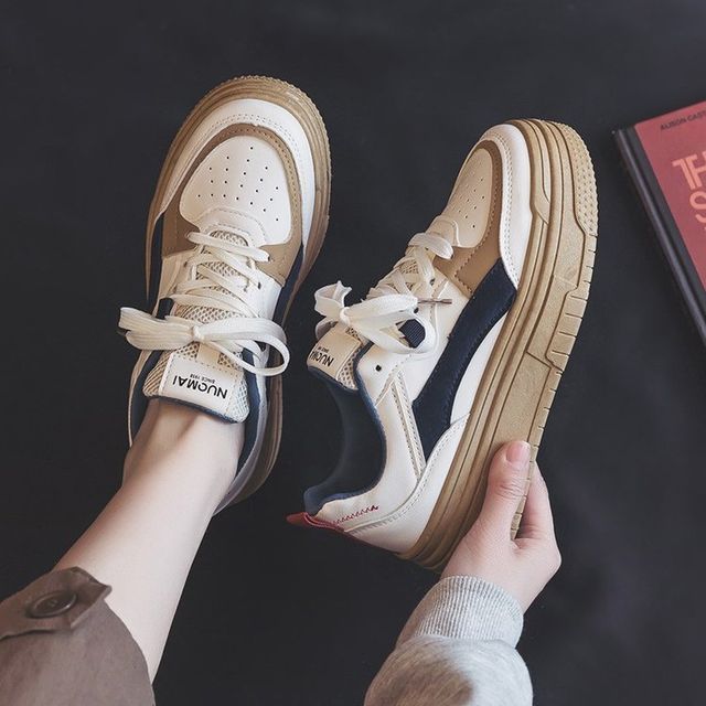 Contrast Trim Applique Lace-Up Platform Sneakers MK19098 MK Kawaii Store