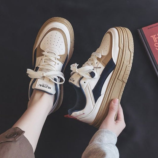 Contrast Trim Applique Lace-Up Platform Sneakers MK19098 MK Kawaii Store