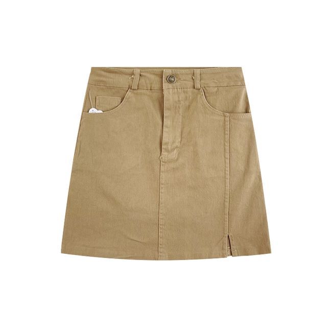 High Rise Denim Mini A-Line Skirt EE1 MK Kawaii Store