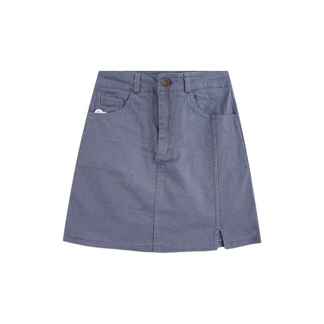 High Rise Denim Mini A-Line Skirt EE1 MK Kawaii Store
