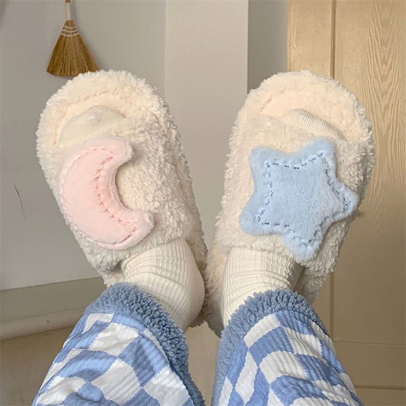 Cute Moon Star Plush Cotton Slippers MK19176 Susan
