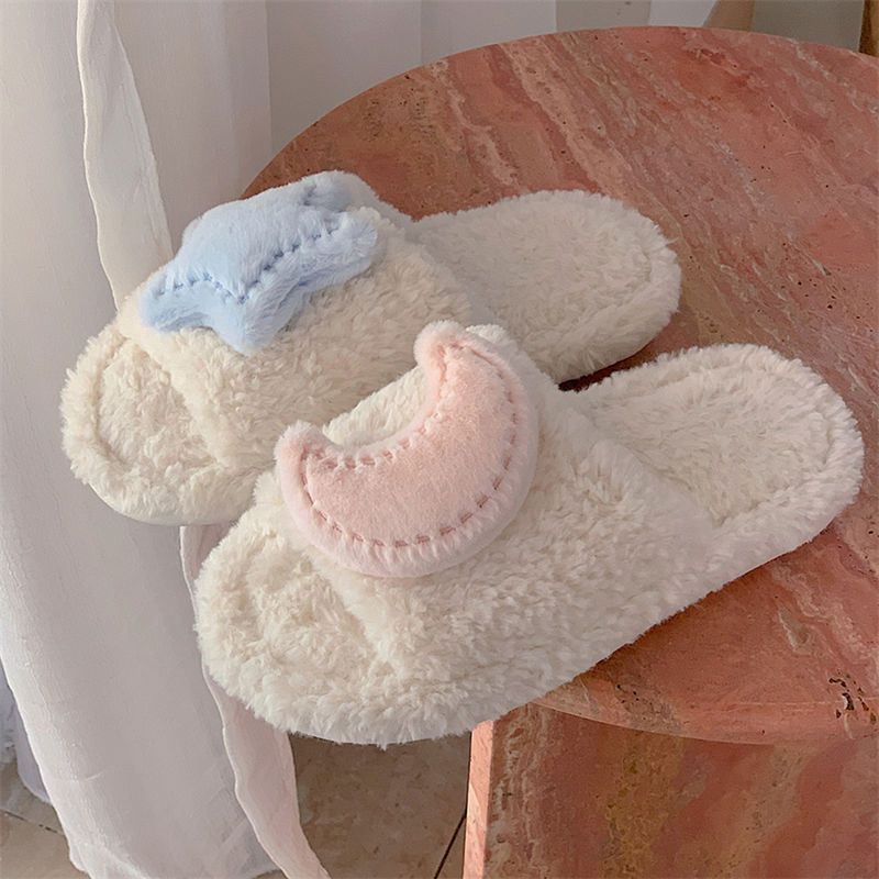 Cute Moon Star Plush Cotton Slippers MK19176 Susan