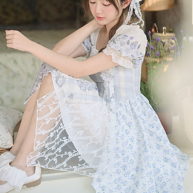 Kawaii Blue Spring Flowers Dress ON628 ONI