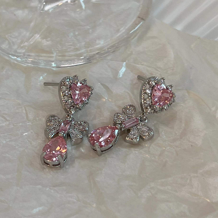 Pink Heart Diamond Earrings - Heartzcore Heartzcore