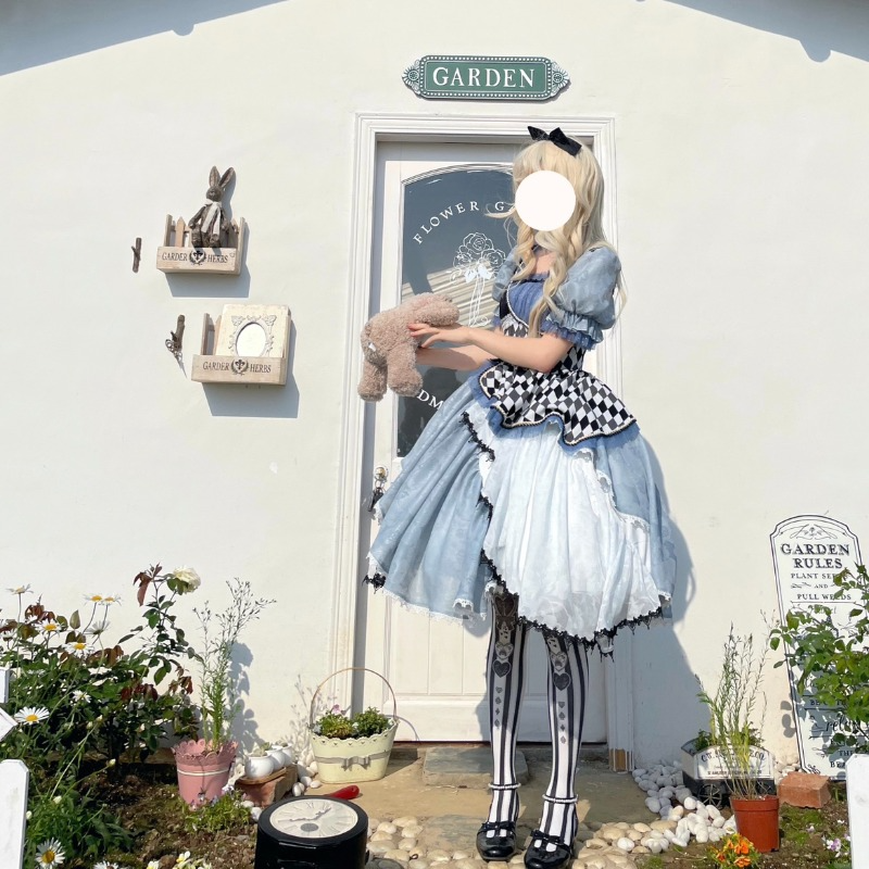 Alice In Wonderland Asymmetrical Retro Lolita Dress ON801 KawaiiMoriStore