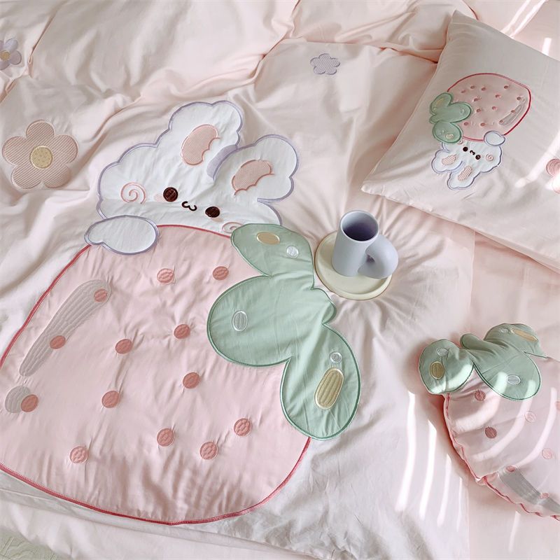 Strawberry Rabbit Four Piece Bed Set Susan