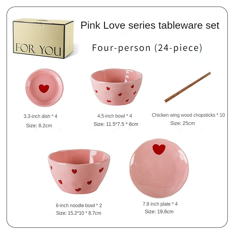 Pink Love Series  Ceramic Tableware Set - Kimi MK Kawaii Store