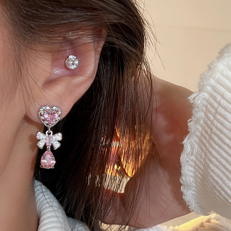 Pink Heart Diamond Earrings - Heartzcore Heartzcore