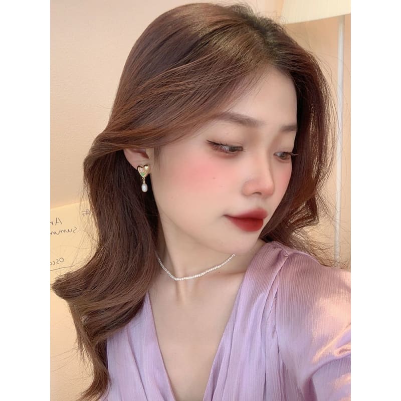 French Tulip Love-Heart Pearl Earrings MK18959 MK Kawaii Store