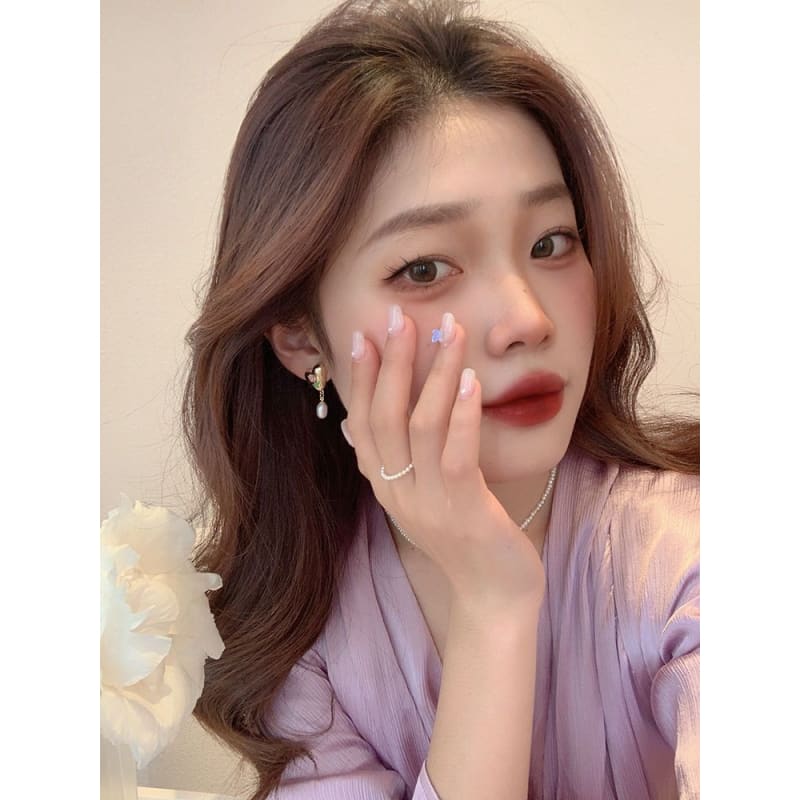 French Tulip Love-Heart Pearl Earrings MK18959 MK Kawaii Store