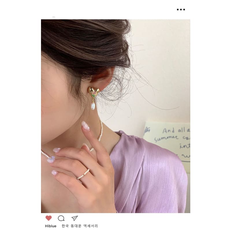 French Tulip Love-Heart Pearl Earrings MK18959 MK Kawaii Store